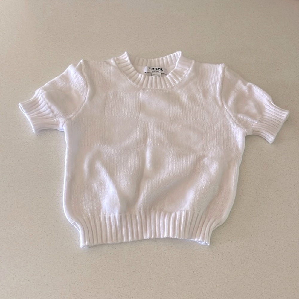 White Sweater Crop Top